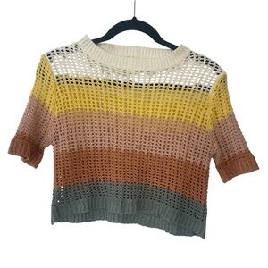 Altar'd State Multi Stripe Crochet Knit Top